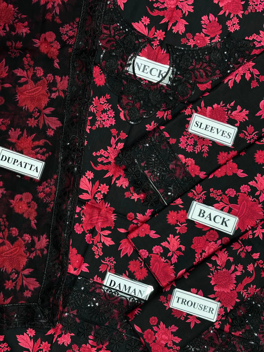 Aneelas-Printed Lawn Unstitched 3pc With Embroidered Patch DV-207