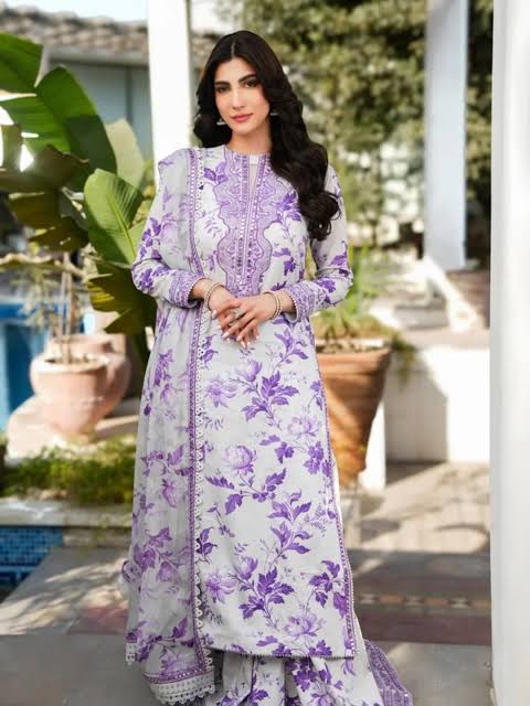 Aneelas-Printed Lawn Unstitched 3pc With Embroidered Patch DV-206