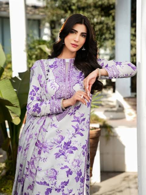 Aneelas-Printed Lawn Unstitched 3pc With Embroidered Patch DV-206